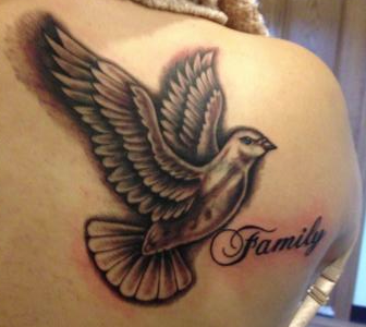 Tattoos - Black and Gray Dove - 127065